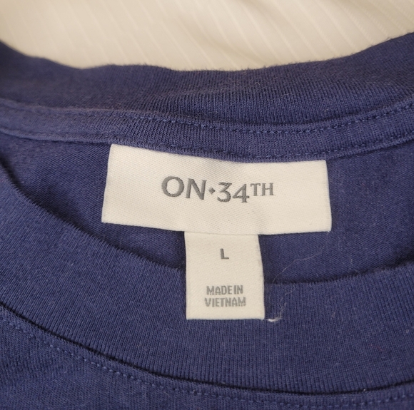 On 34th Faux Wrap Blue Dress Sz L - Picture 2 of 9